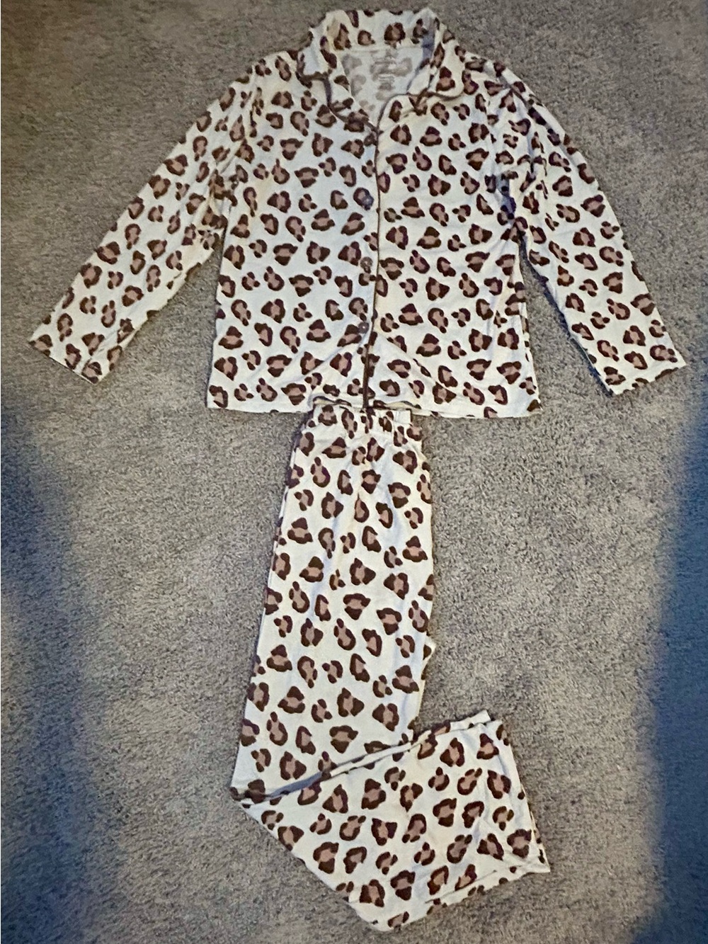 Jessica Simpson Kids Leopard Print Pajama Set - Cream and Brown